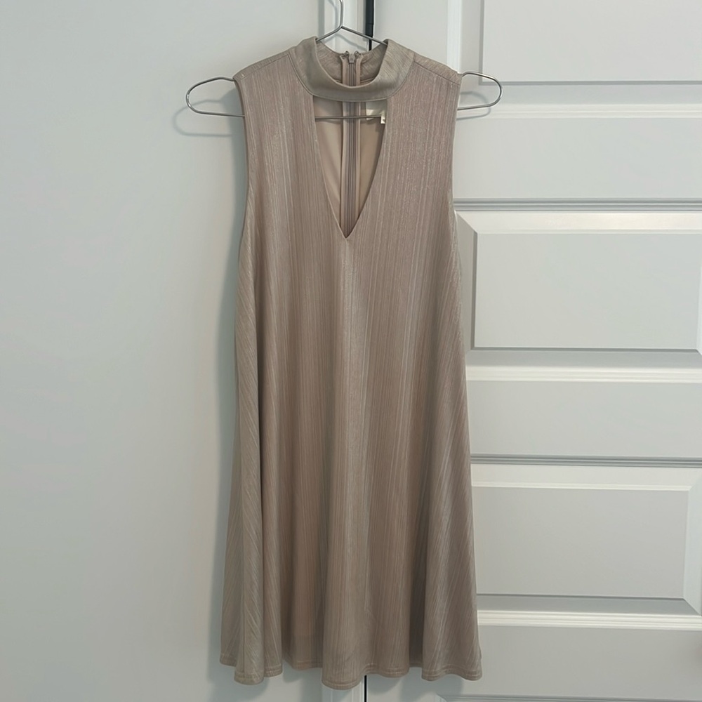 J.O.A Into the Light champagne shift dress